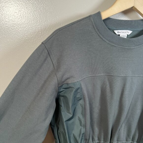 Athleta Triumph Hybrid Crewneck Sweatshirt Size Small Green Athletic Cozy Comfy - Picture 4 of 10